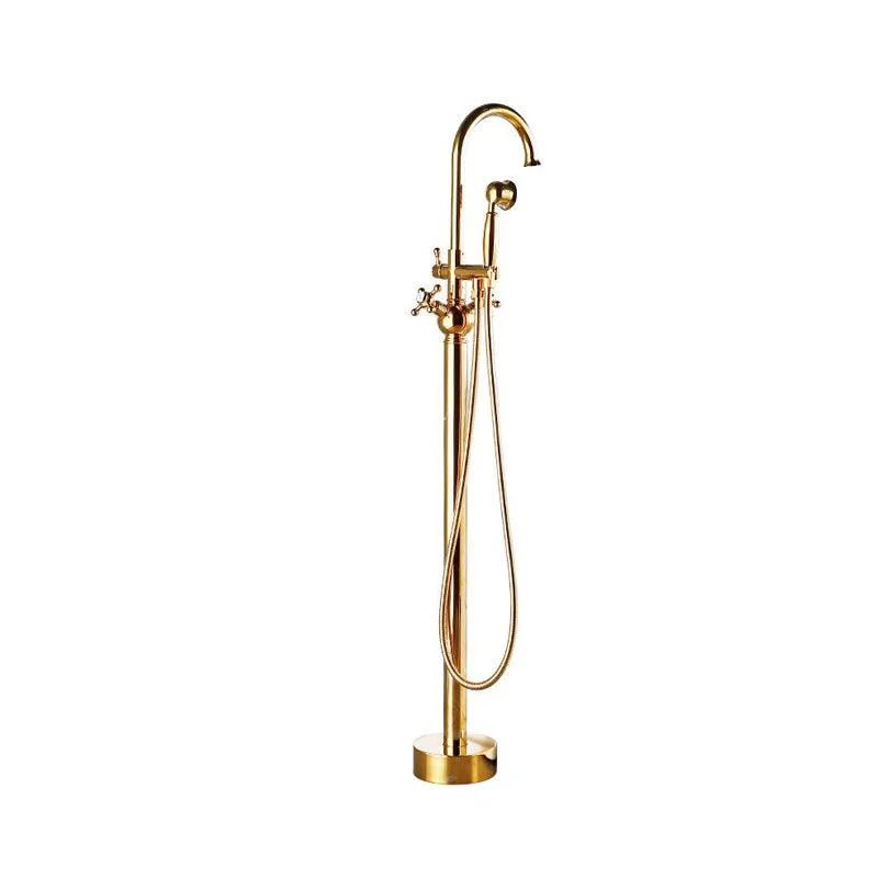 Traditional Floor Mounted Metal Freestanding Tub Filler High Arc Freestanding Tap -Bathlova