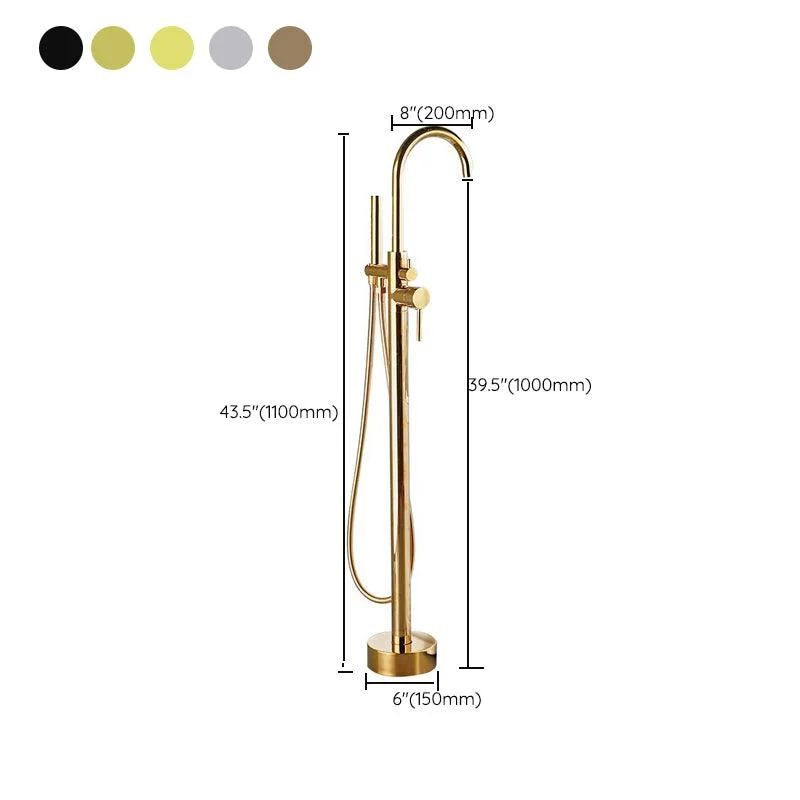 Traditional Floor Mounted Metal Freestanding Tub Filler High Arc Freestanding Tap -Bathlova