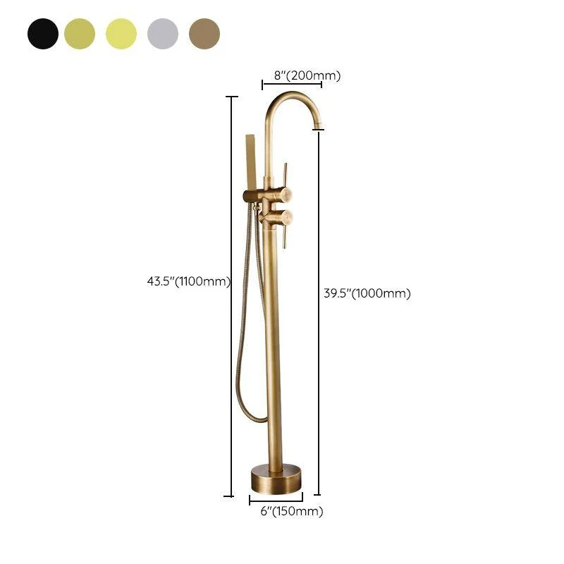 Traditional Floor Mounted Metal Freestanding Tub Filler High Arc Freestanding Tap -Bathlova