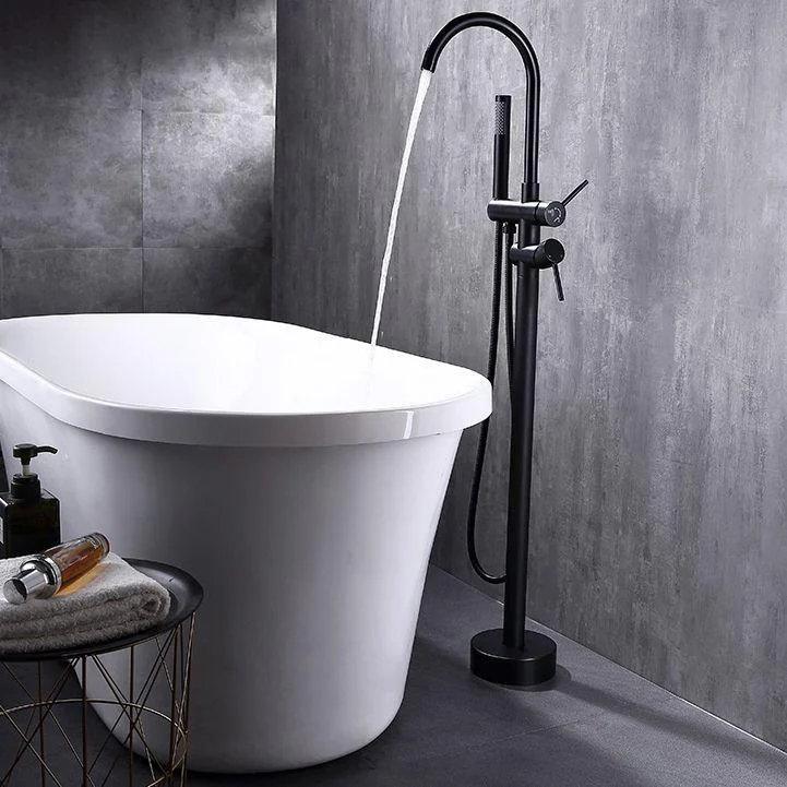 Traditional Floor Mounted Metal Freestanding Tub Filler Single Handle Freestanding Tap -Bathlova