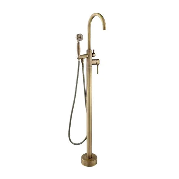 Traditional Floor Mounted Metal Freestanding Tub Filler Single Handle Freestanding Tap -Bathlova