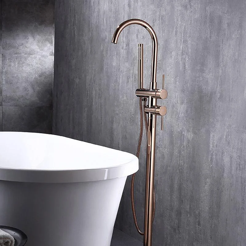 Traditional Floor Mounted Metal Freestanding Tub Filler Swivel Freestanding Tap -Bathlova