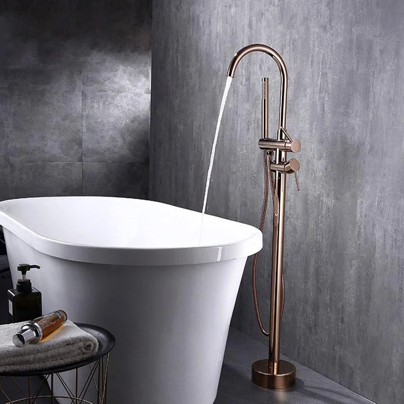 Traditional Floor Mounted Metal Freestanding Tub Filler Swivel Freestanding Tap -Bathlova