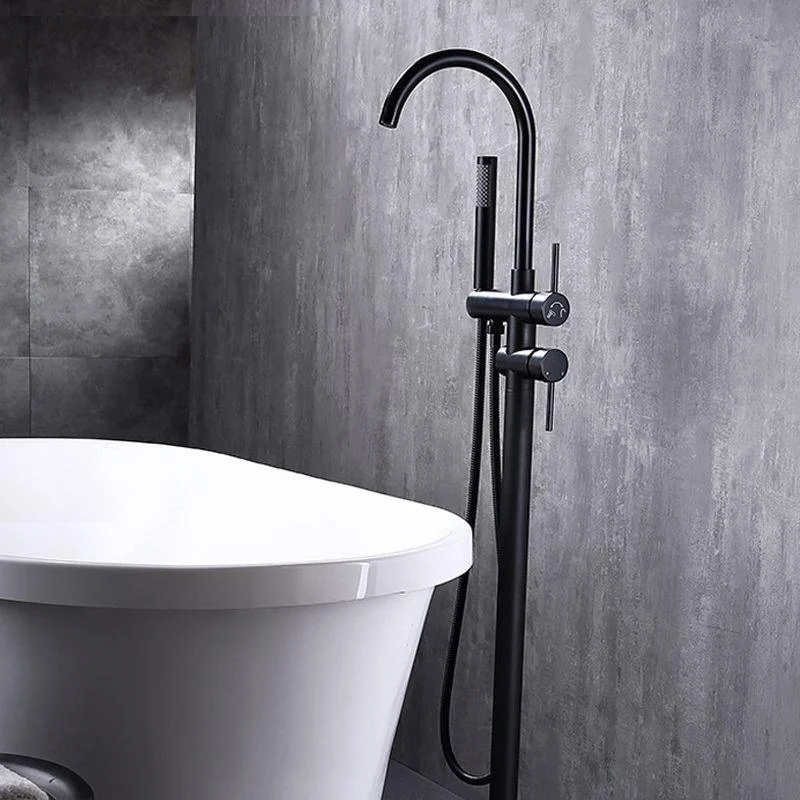 Traditional Floor Mounted Metal Freestanding Tub Filler Swivel Freestanding Tap -Bathlova