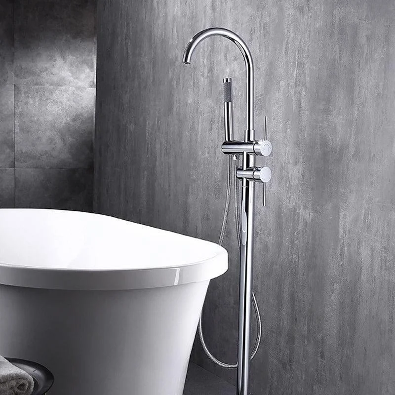 Traditional Floor Mounted Metal Freestanding Tub Filler Swivel Freestanding Tap -Bathlova