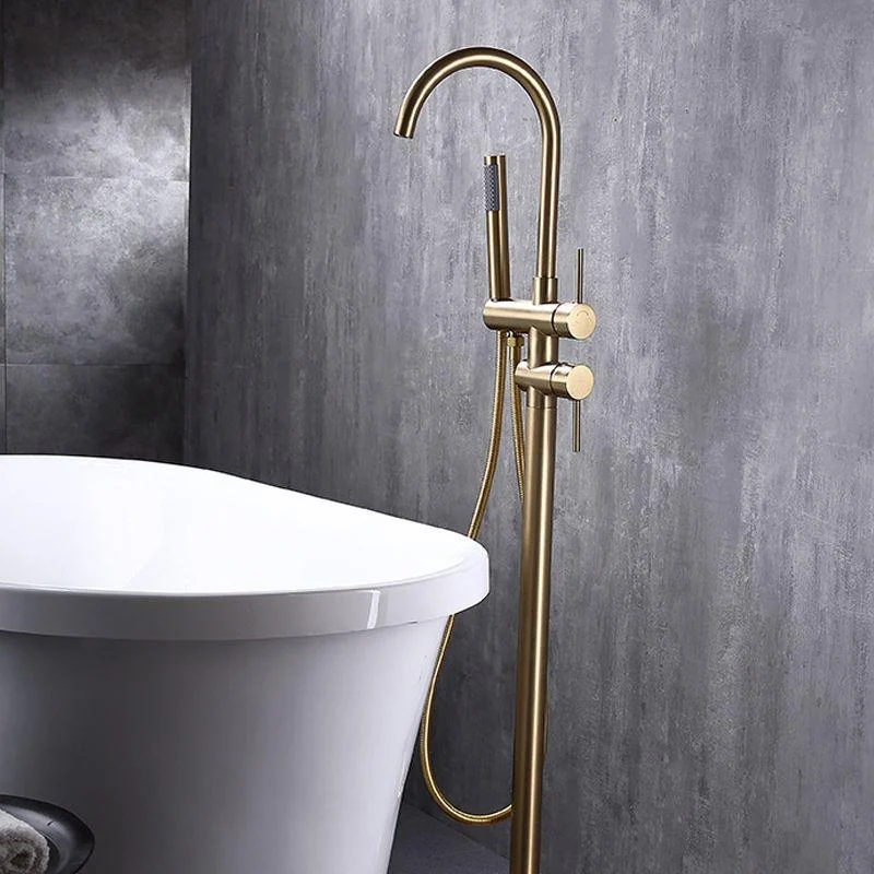 Traditional Floor Mounted Metal Freestanding Tub Filler Swivel Freestanding Tap -Bathlova