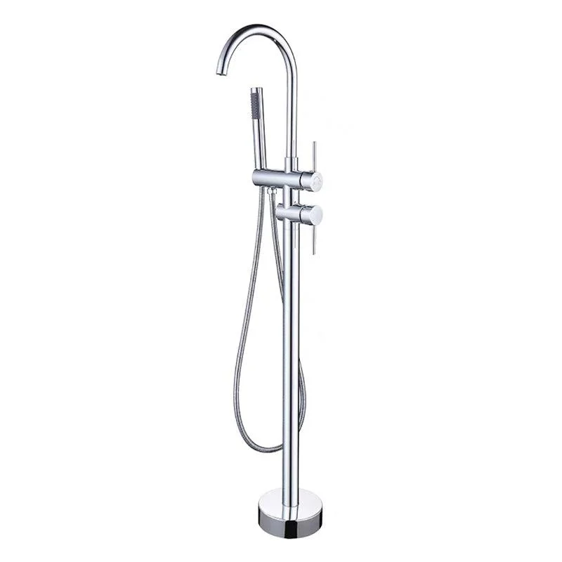 Traditional Floor Mounted Metal Freestanding Tub Filler Swivel Freestanding Tap -Bathlova