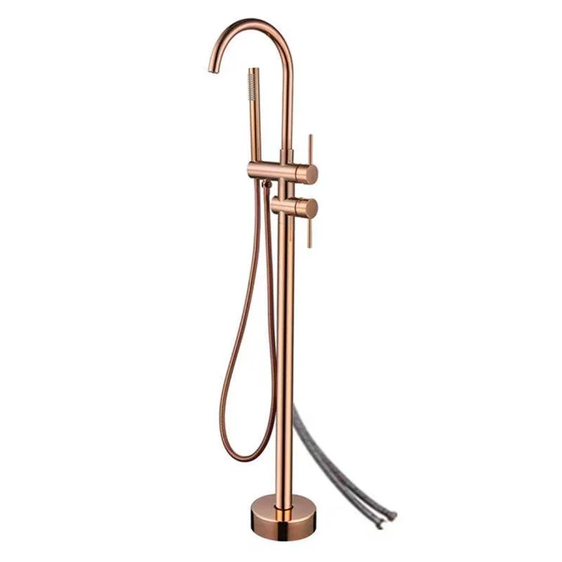 Traditional Floor Mounted Metal Freestanding Tub Filler Swivel Freestanding Tap -Bathlova