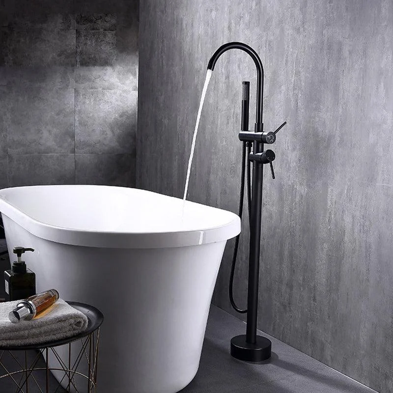 Traditional Floor Mounted Metal Freestanding Tub Filler Swivel Freestanding Tap -Bathlova