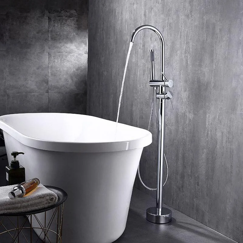 Traditional Floor Mounted Metal Freestanding Tub Filler Swivel Freestanding Tap -Bathlova