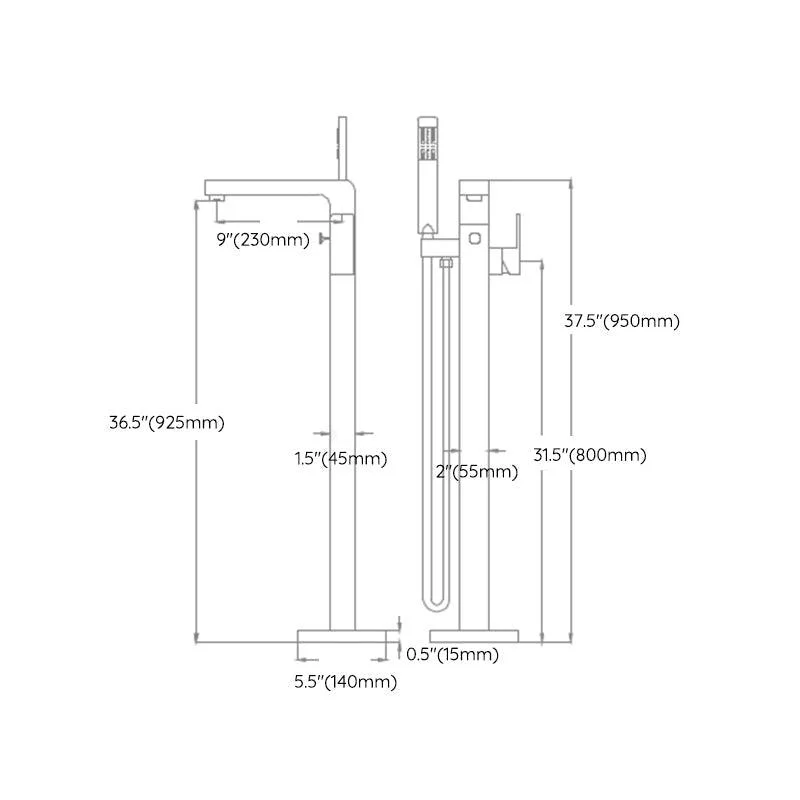 Traditional Floor Mounted Metal Freestanding Tub Filler Swivel Tub Filler Trim -Bathlova