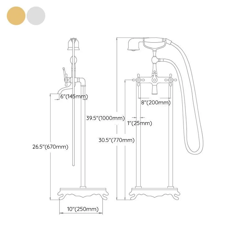 Traditional Floor Mounted Metal Freestanding Tub Filler Swivel Tub Filler Trim -Bathlova