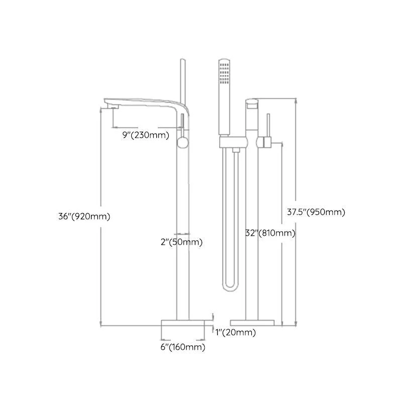 Traditional Floor Mounted Metal Freestanding Tub Filler Swivel Tub Filler Trim -Bathlova