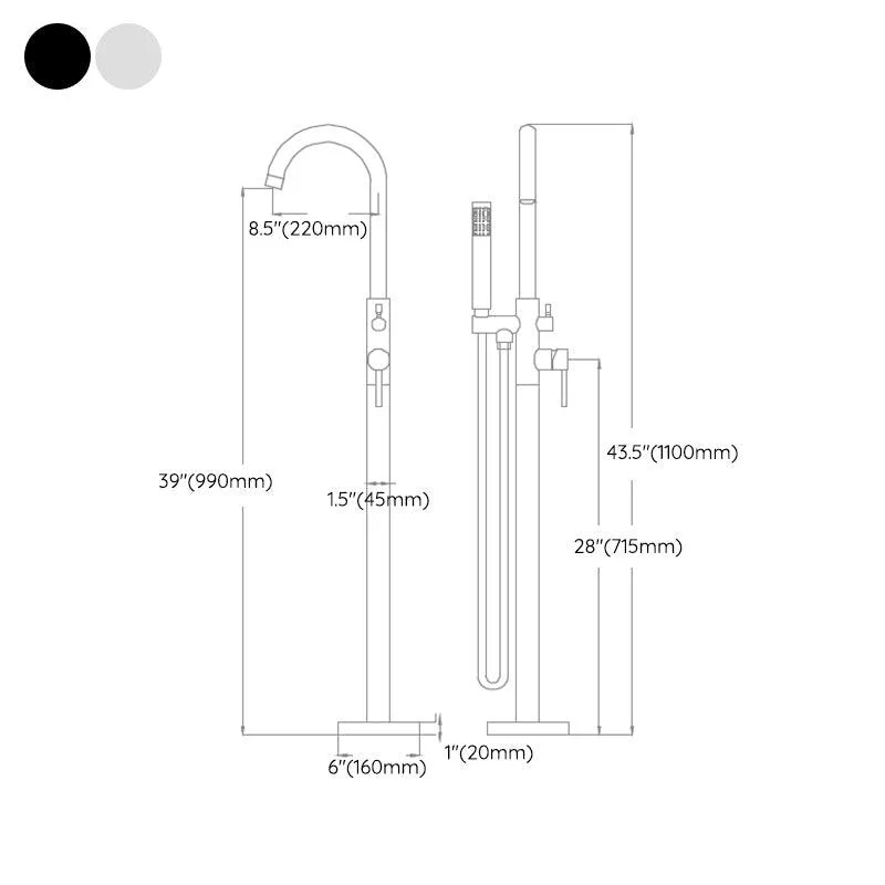 Traditional Floor Mounted Metal Freestanding Tub Filler Swivel Tub Filler Trim -Bathlova