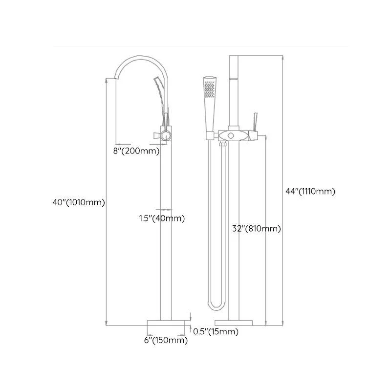 Traditional Floor Mounted Metal Freestanding Tub Filler Swivel Tub Filler Trim -Bathlova