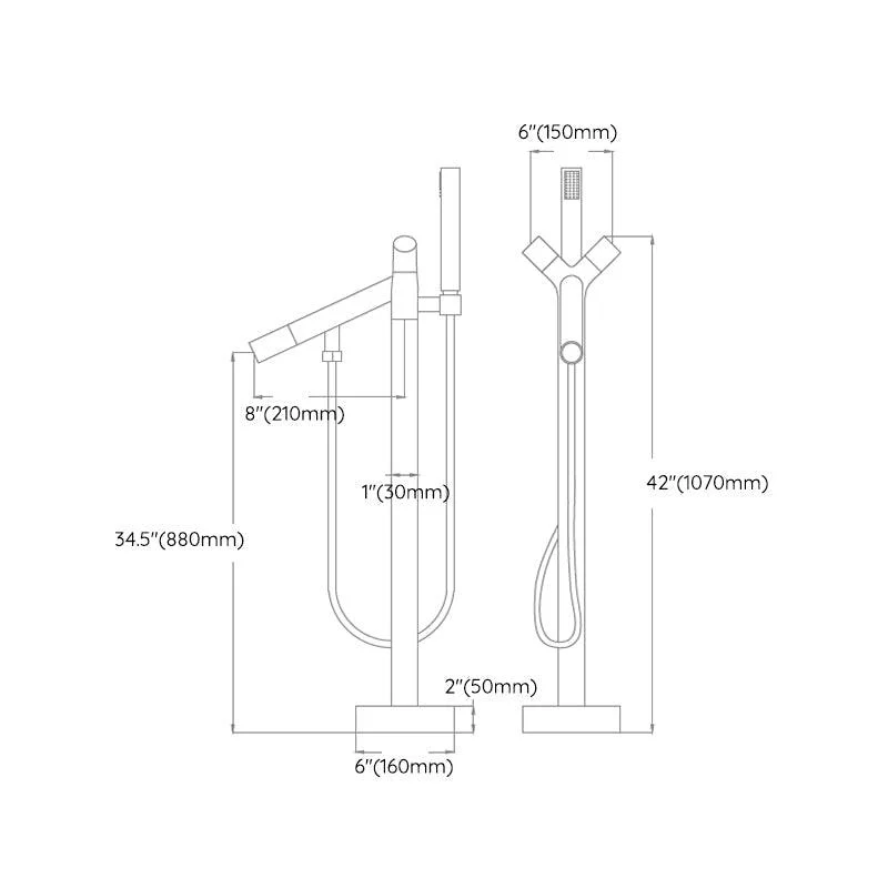 Traditional Floor Mounted Metal Freestanding Tub Filler Swivel Tub Filler Trim -Bathlova