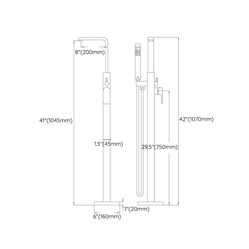 Traditional Floor Mounted Metal Freestanding Tub Filler Swivel Tub Filler Trim -Bathlova