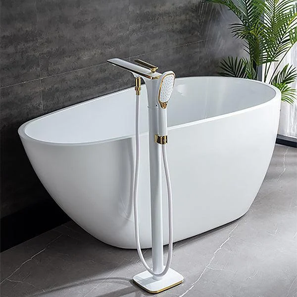 Traditional Floor Mounted Metal Freestanding Tub Filler Swivel Tub Filler Trim -Bathlova