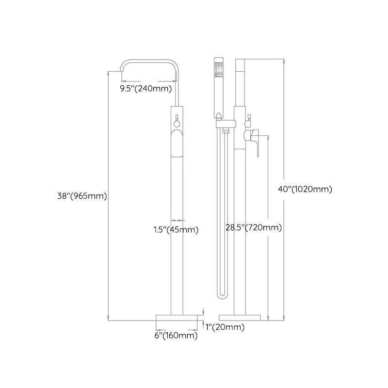 Traditional Floor Mounted Metal Freestanding Tub Filler Swivel Tub Filler Trim -Bathlova