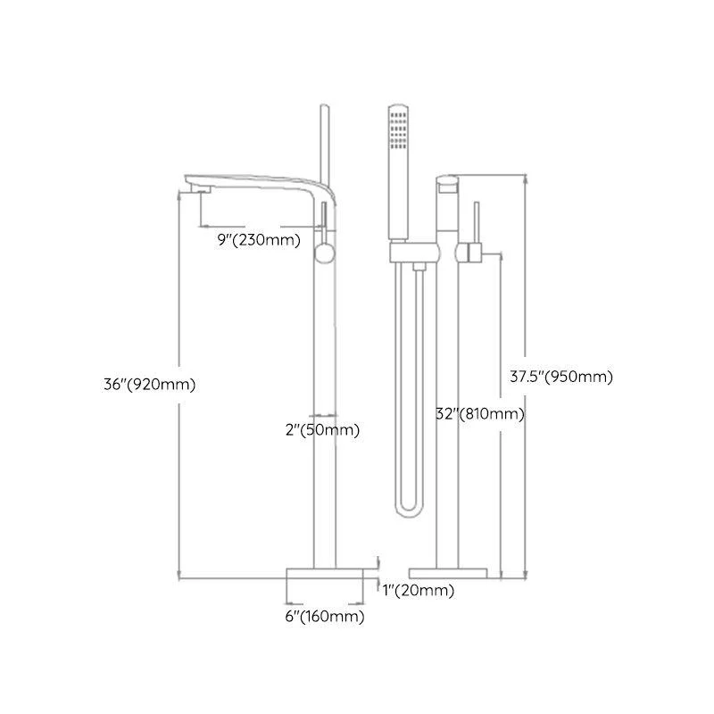 Traditional Floor Mounted Metal Freestanding Tub Filler Swivel Tub Filler Trim -Bathlova