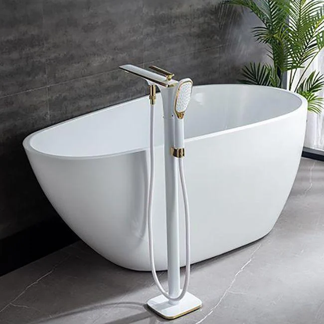 Traditional Floor Mounted Swivel Freestanding Tub Filler Metal Freestanding Tap -Bathlova