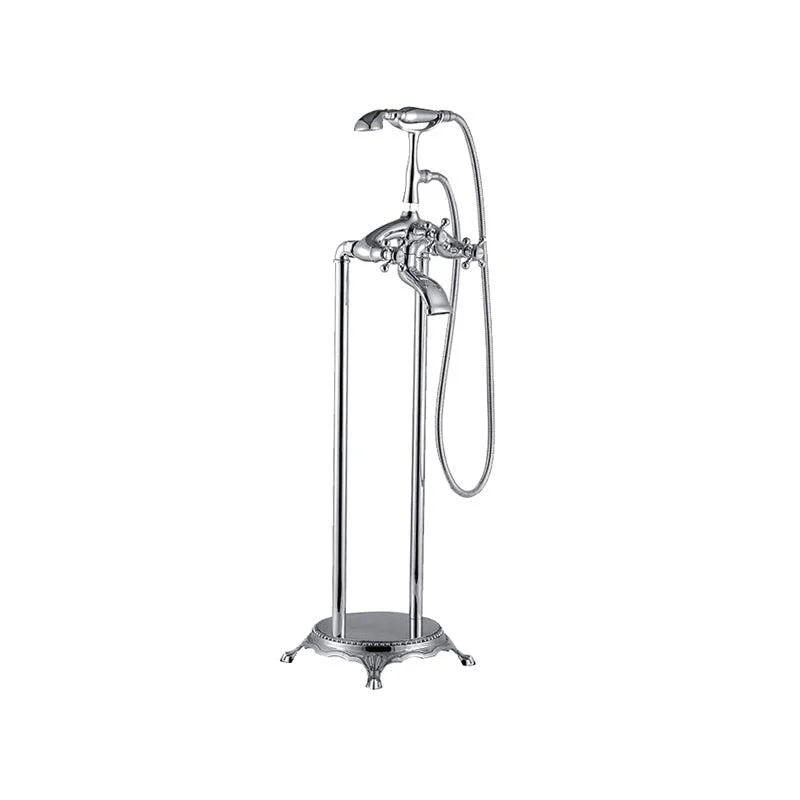 Traditional Floor Mounted Swivel Freestanding Tub Filler Metal Freestanding Tap -Bathlova