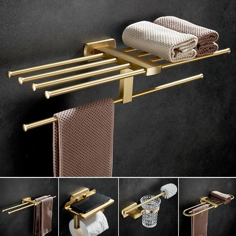 Traditional Golden Bath Hardware Set Brass Bathroom Accessory Kit -Bathlova