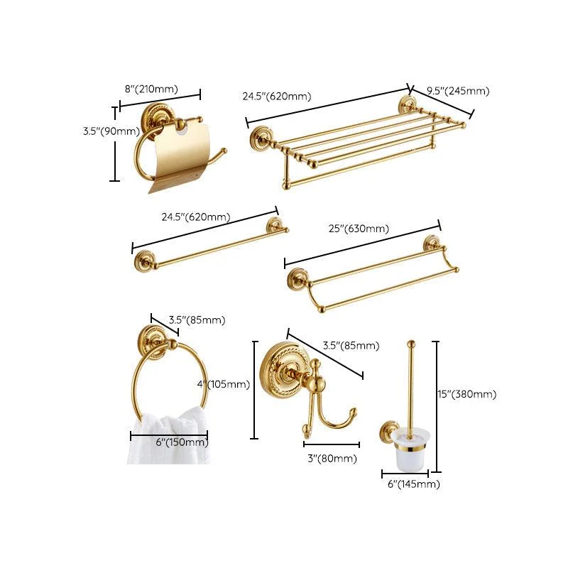 Traditional Golden Bath Hardware Set Copper Bathroom Accessory Kit -Bathlova