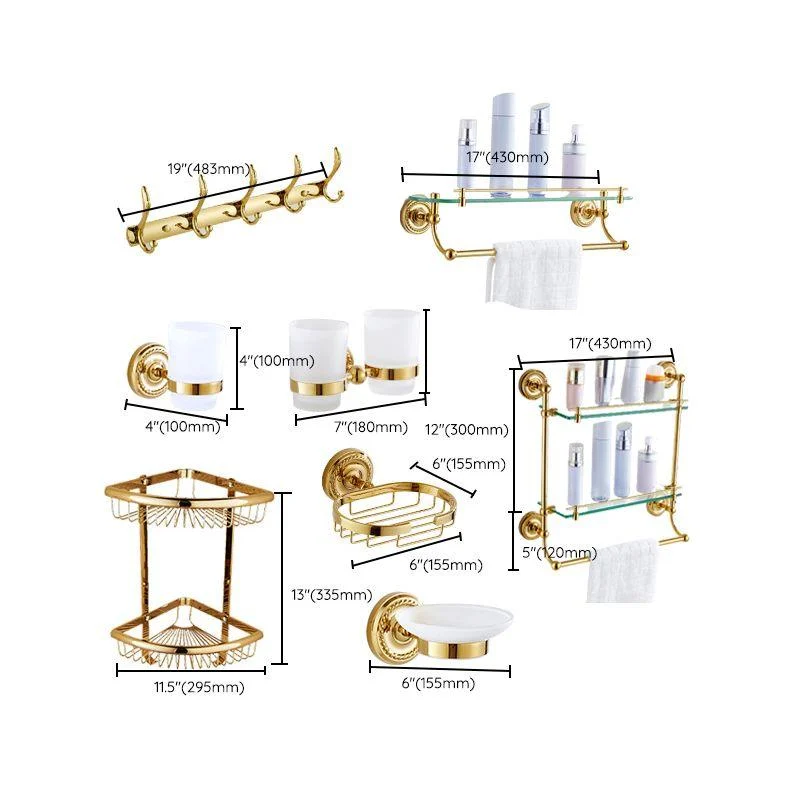 Traditional Golden Bath Hardware Set Copper Bathroom Accessory Kit -Bathlova