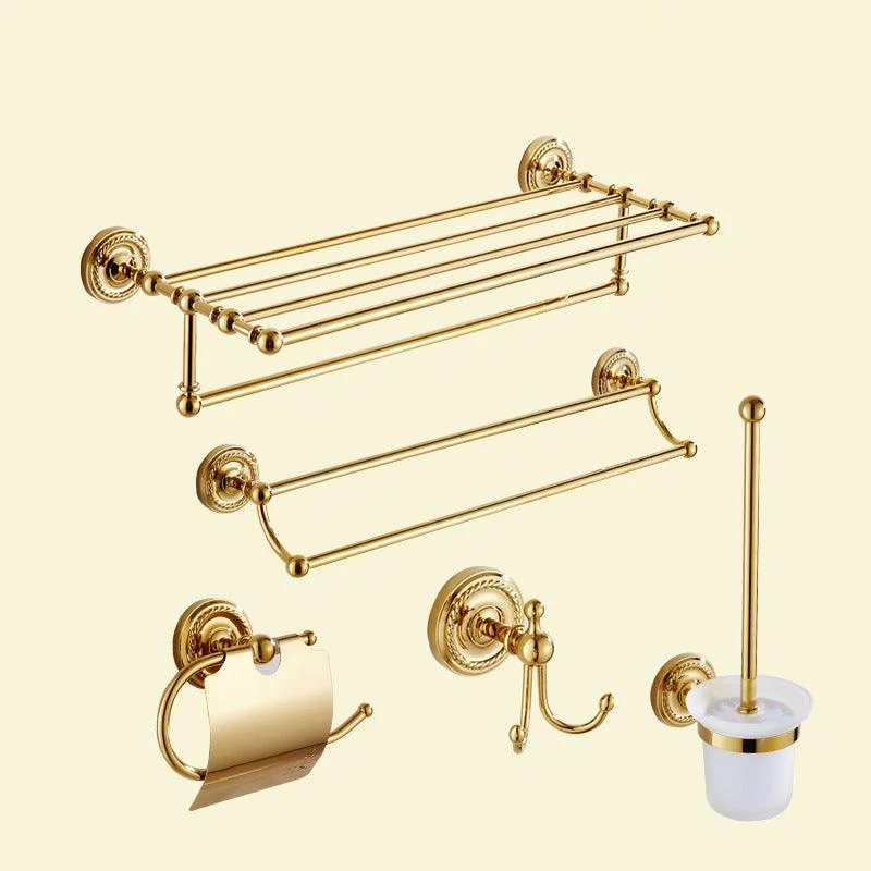 Traditional Golden Bath Hardware Set Copper Bathroom Accessory Kit -Bathlova