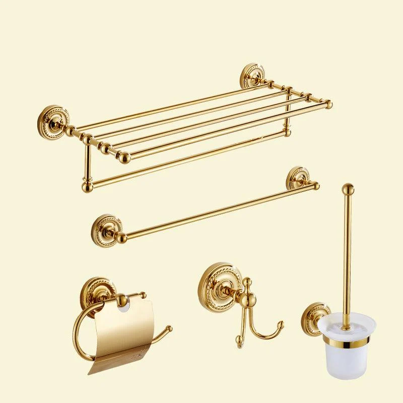 Traditional Golden Bath Hardware Set Copper Bathroom Accessory Kit -Bathlova