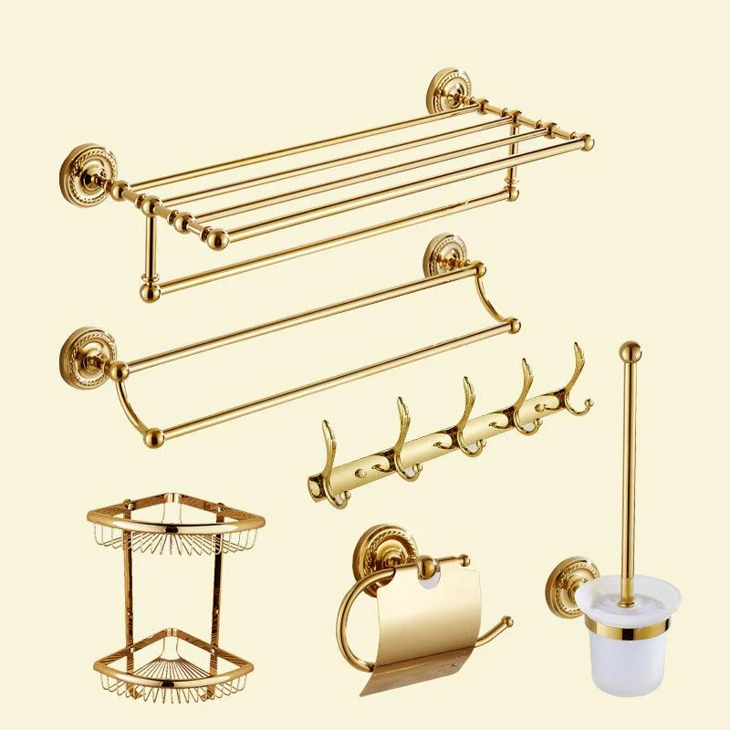 Traditional Golden Bath Hardware Set Copper Bathroom Accessory Kit -Bathlova