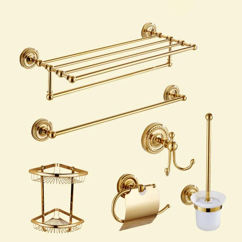 Traditional Golden Bath Hardware Set Copper Bathroom Accessory Kit -Bathlova