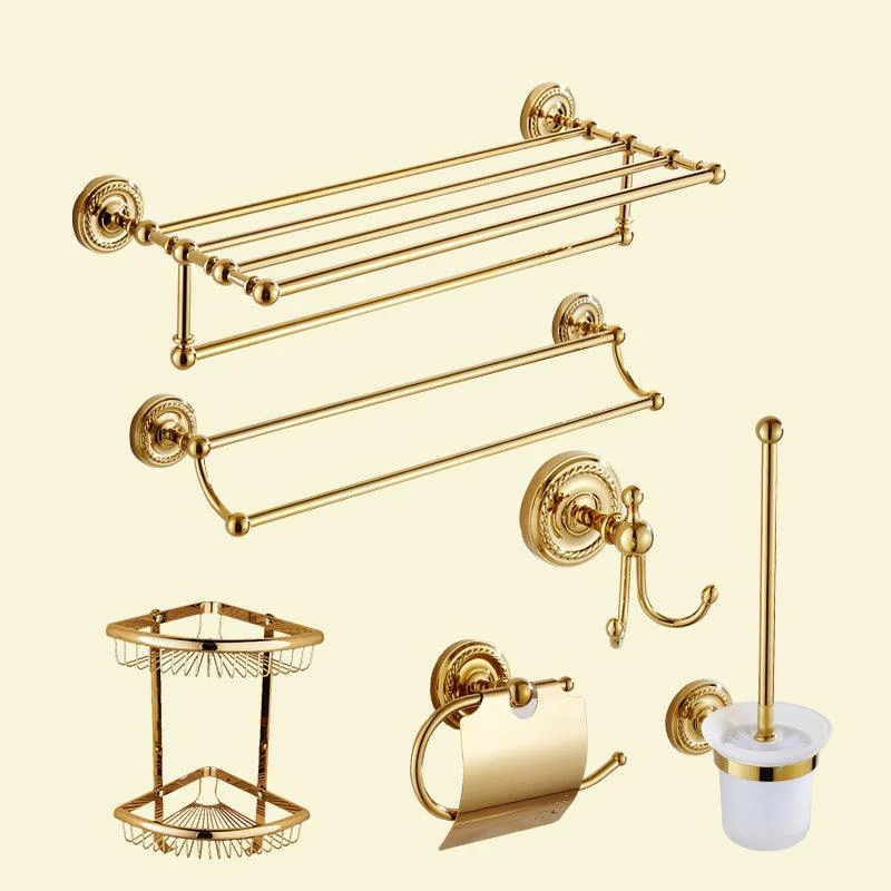 Traditional Golden Bath Hardware Set Copper Bathroom Accessory Kit -Bathlova