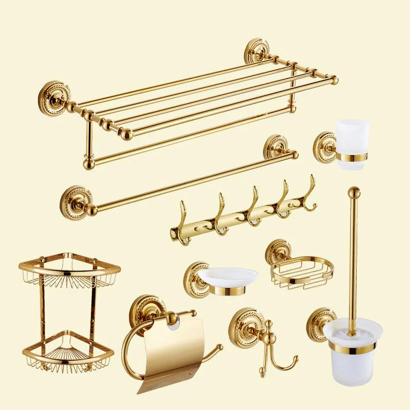 Traditional Golden Bath Hardware Set Copper Bathroom Accessory Kit -Bathlova