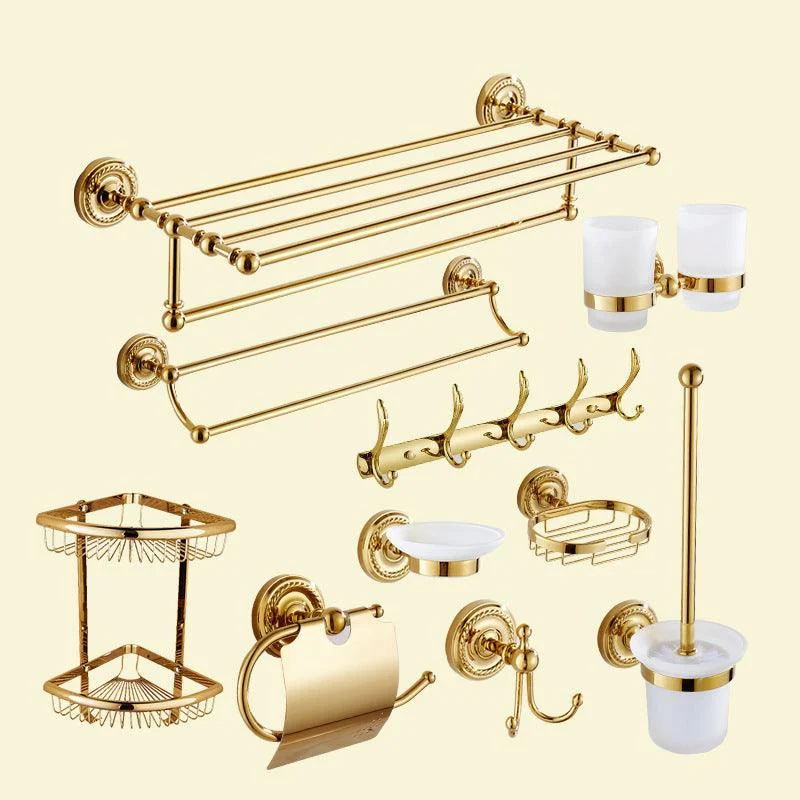 Traditional Golden Bath Hardware Set Copper Bathroom Accessory Kit -Bathlova