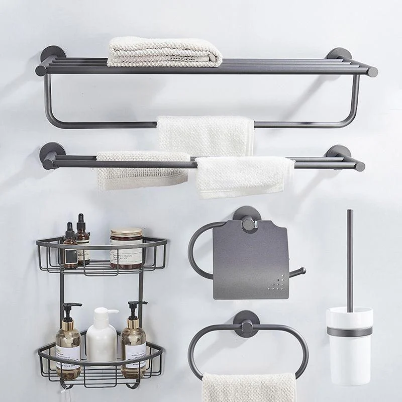 Traditional Gray Brass Bath Hardware Set Towel Bar Bathroom Hardware Set -Bathlova