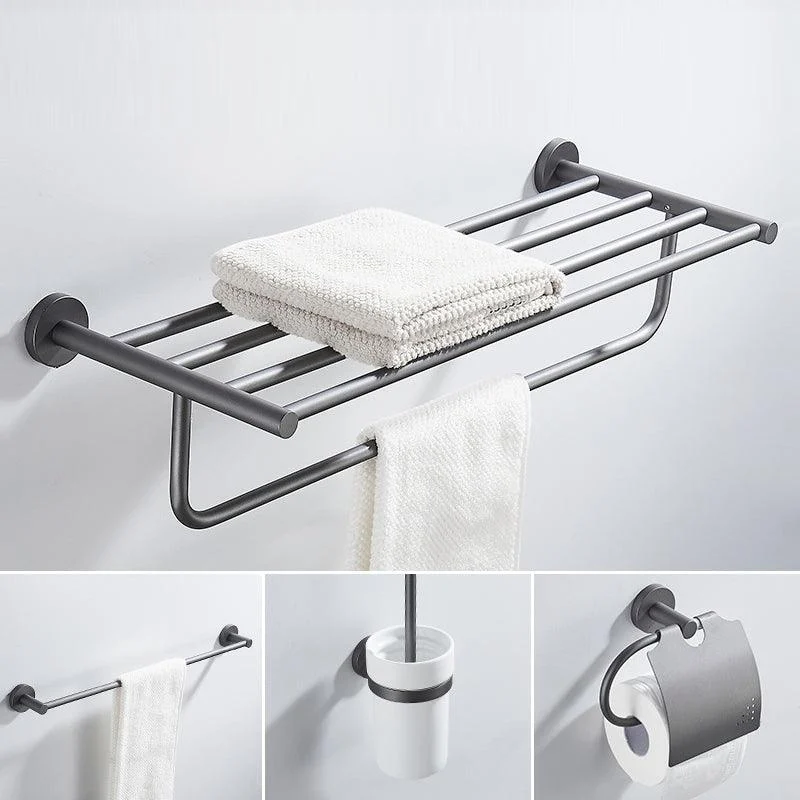 Traditional Gray Brass Bath Hardware Set Towel Bar Bathroom Hardware Set -Bathlova