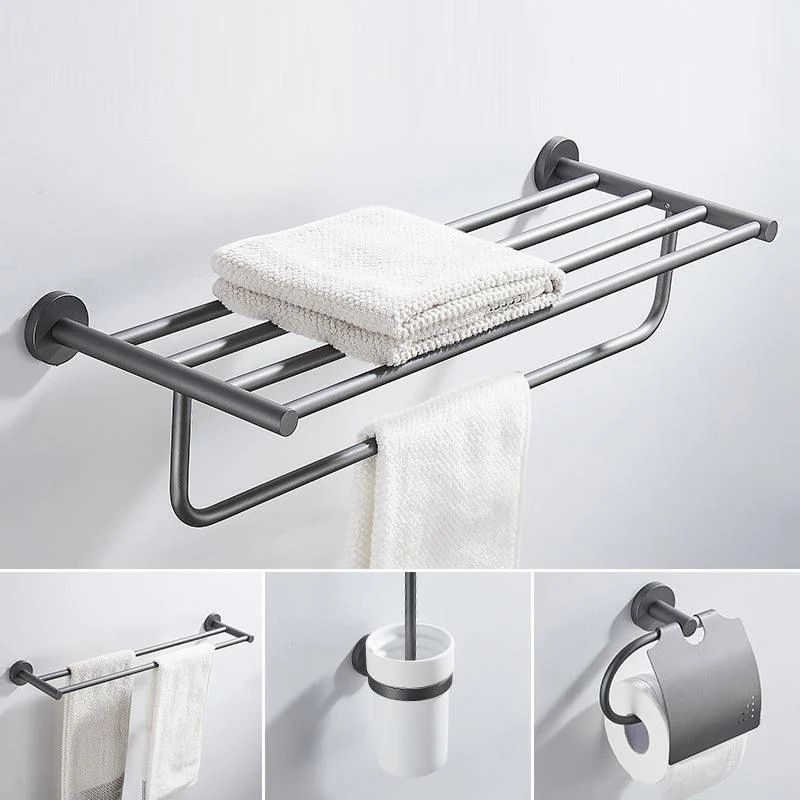 Traditional Gray Brass Bath Hardware Set Towel Bar Bathroom Hardware Set -Bathlova