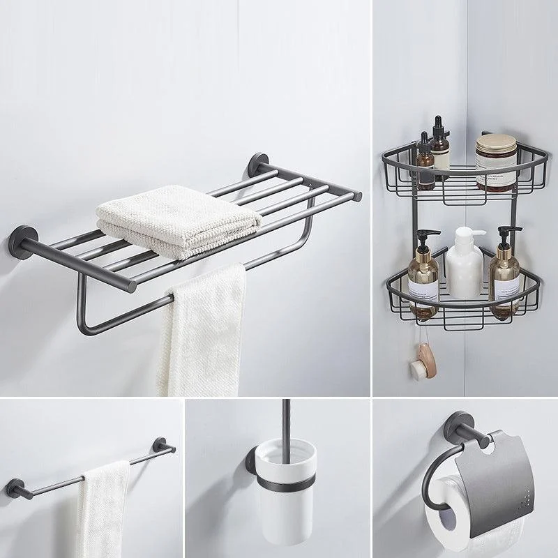 Traditional Gray Brass Bath Hardware Set Towel Bar Bathroom Hardware Set -Bathlova