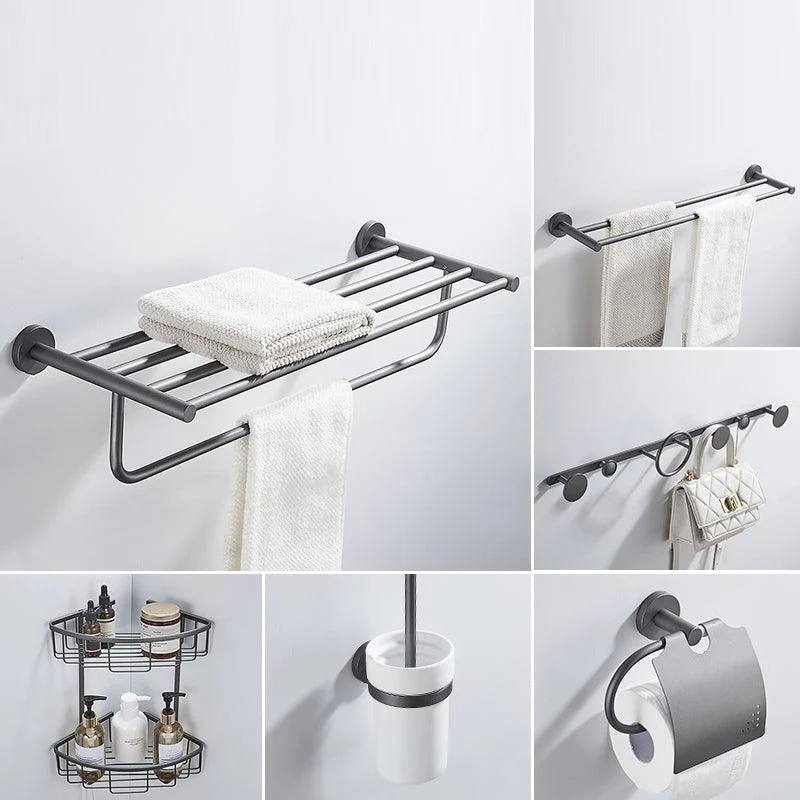 Traditional Gray Brass Bath Hardware Set Towel Bar Bathroom Hardware Set -Bathlova