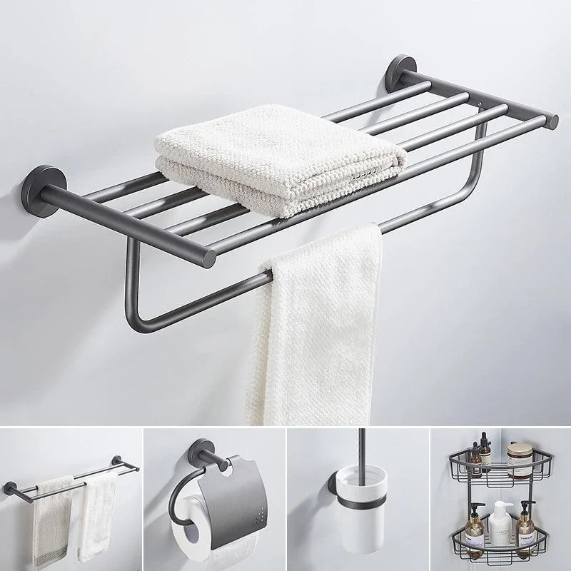 Traditional Gray Brass Bath Hardware Set Towel Bar Bathroom Hardware Set -Bathlova