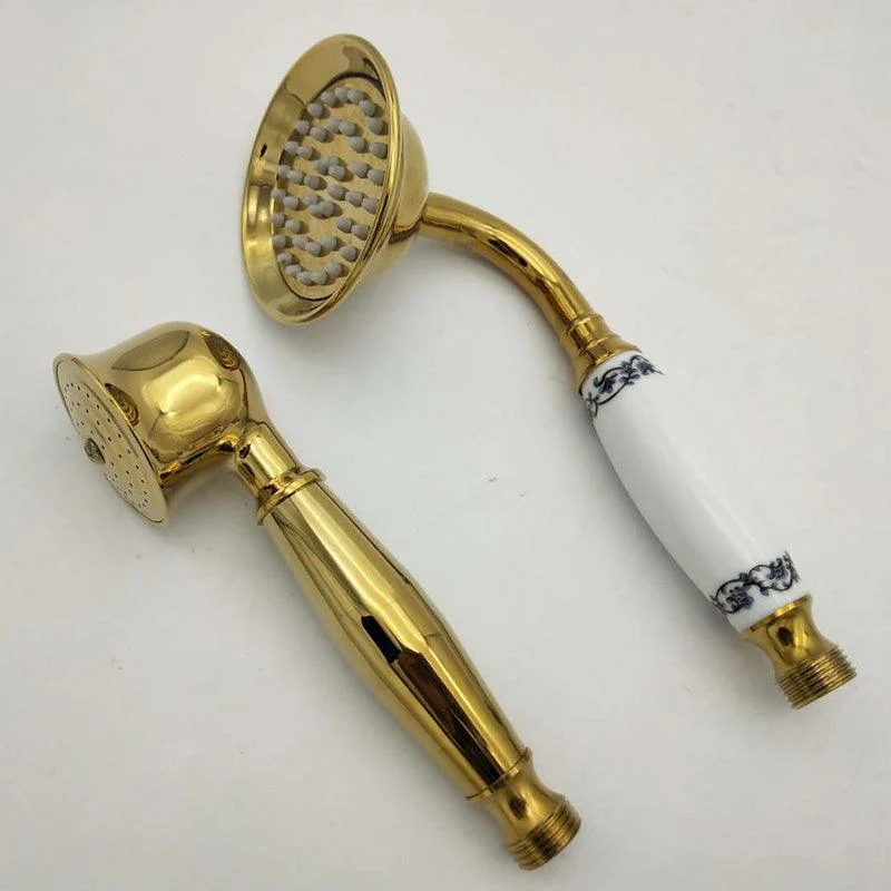 Traditional Handheld Shower Head with Hose Polished Brass Wall-Mount Showerhead -Bathlova