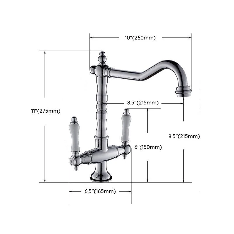 Traditional Kitchen Bar Tap Double Handle High Arch No Sensor Bar Tap -Bathlova