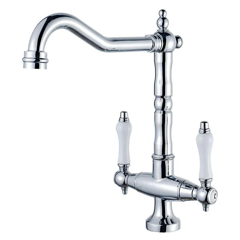 Traditional Kitchen Bar Tap Double Handle High Arch No Sensor Bar Tap -Bathlova