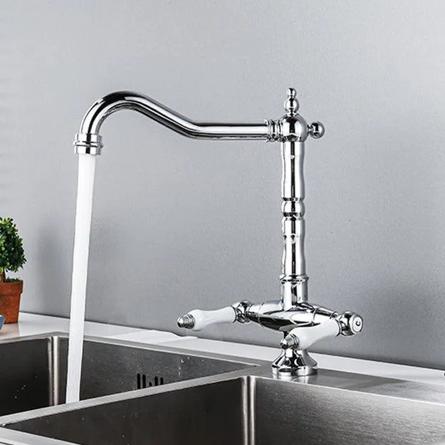 Traditional Kitchen Bar Tap Double Handle High Arch No Sensor Bar Tap -Bathlova