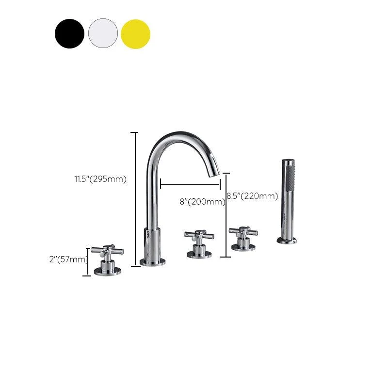 Traditional Roman Tub Tap Set Copper Deck Mounted Triple Handle Roman Bathtub Tap -Bathlova