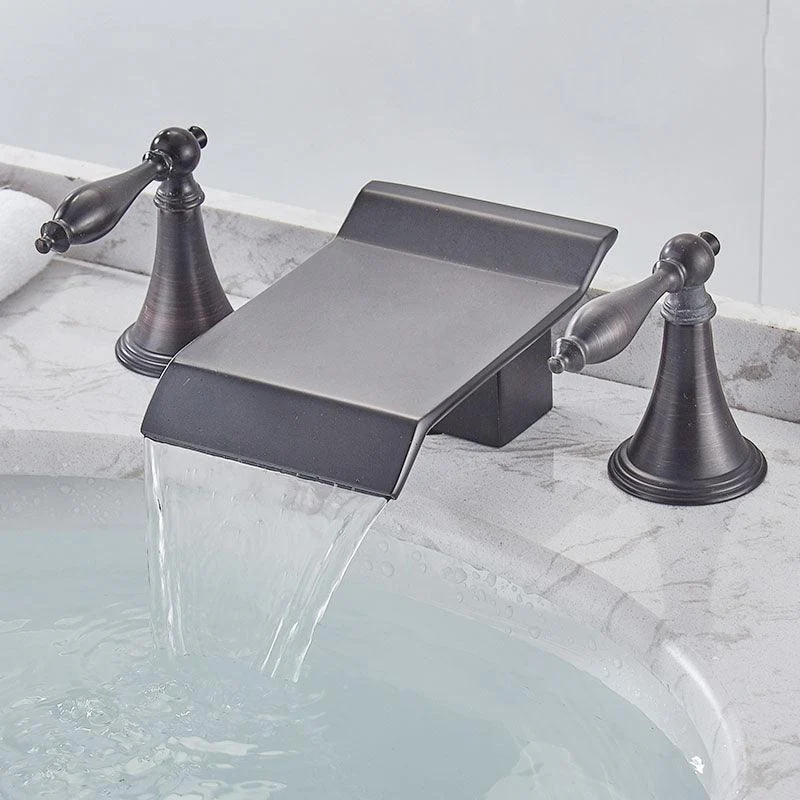 Traditional Roman Tub Tap Set Copper Fixed Deck-Mount with Handles -Bathlova