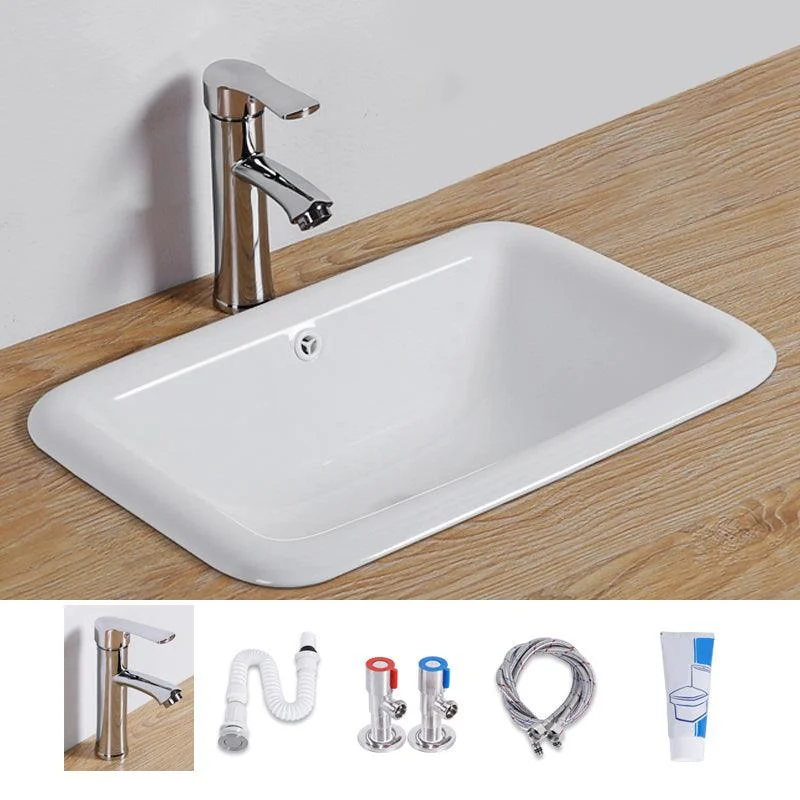 Traditional Square Wash Stand Ceramic Metal Undermount Bathroom Sink -Bathlova