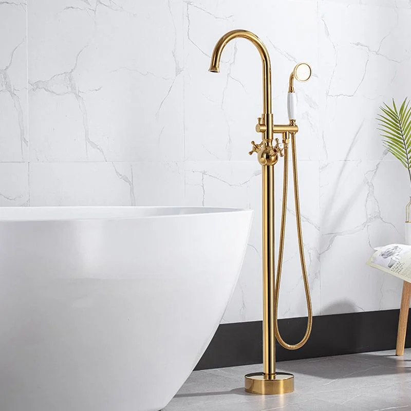 Traditional Style Freestanding Tap Copper Floor Mount Freestanding Tap -Bathlova